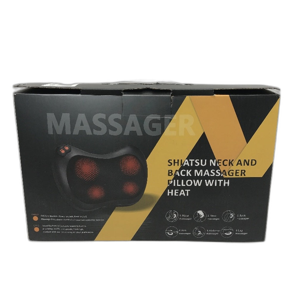 Shiatsu Neck & Back Massager Pillow With Heat Adjustable Speed DC12V 24W 50-60Hz