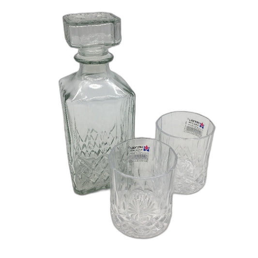 Hongli Glassware Set Of 6 Whiskey Glasses With Bottle & 6 Whiskey Stones NEW