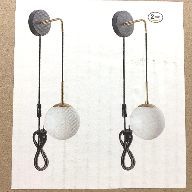 Kuzzull Set of 2 Hanging Wall Lights Sconces With Plug In Cord Switch NEW