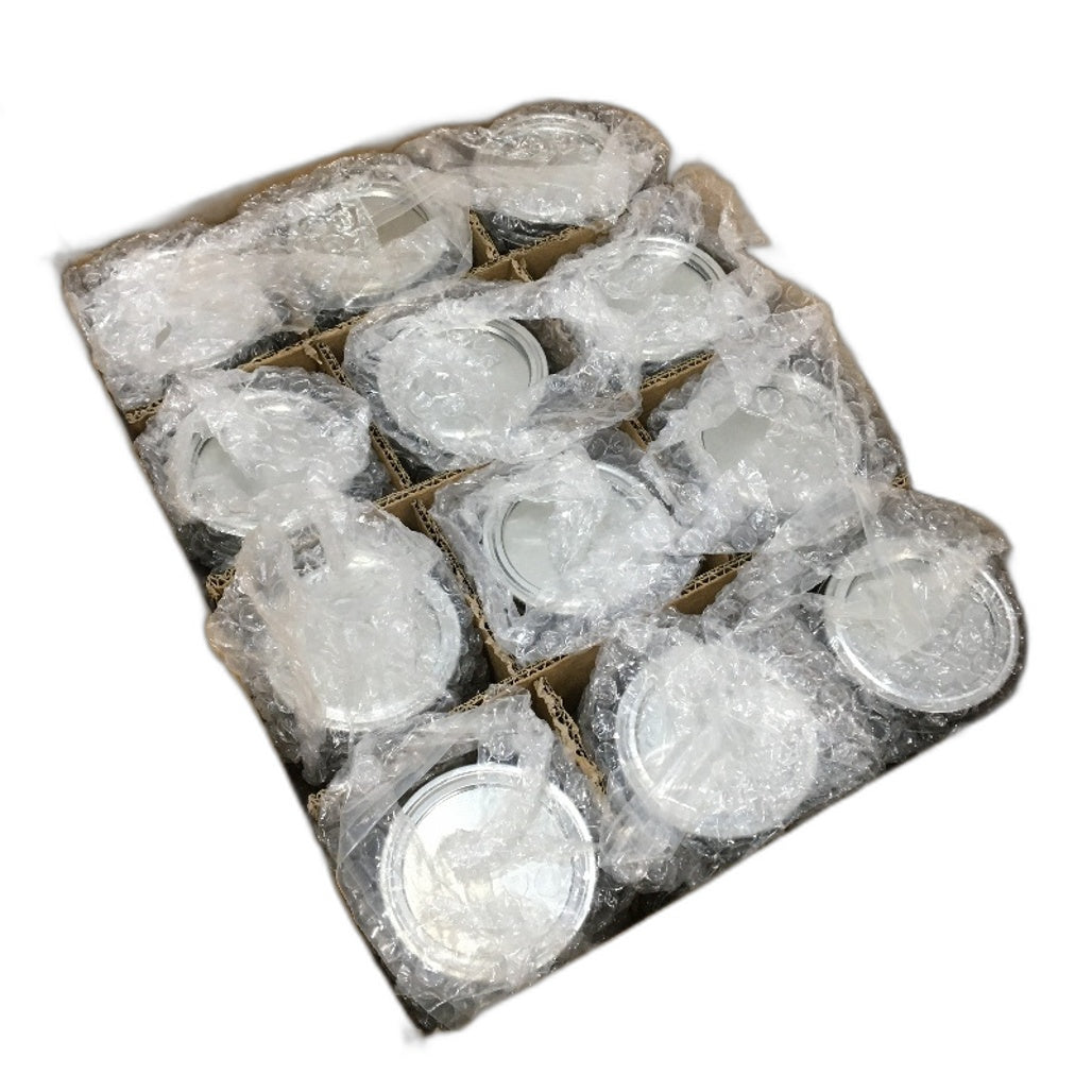Set Of 12 Clear Glass Storage Jars With Lids Dishwasher Safe 470ml NEW