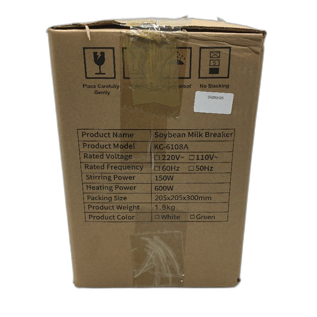 Soybean Milk Breaker No Soak Beans & Filter 220V 50Hz White KC-6108A NEW