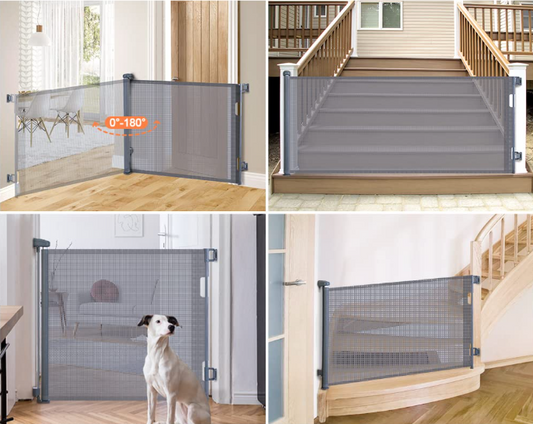 Comomy Grey Retractable Safety Gate Mesh Indoor And Outdoor Doorways Stairs NEW