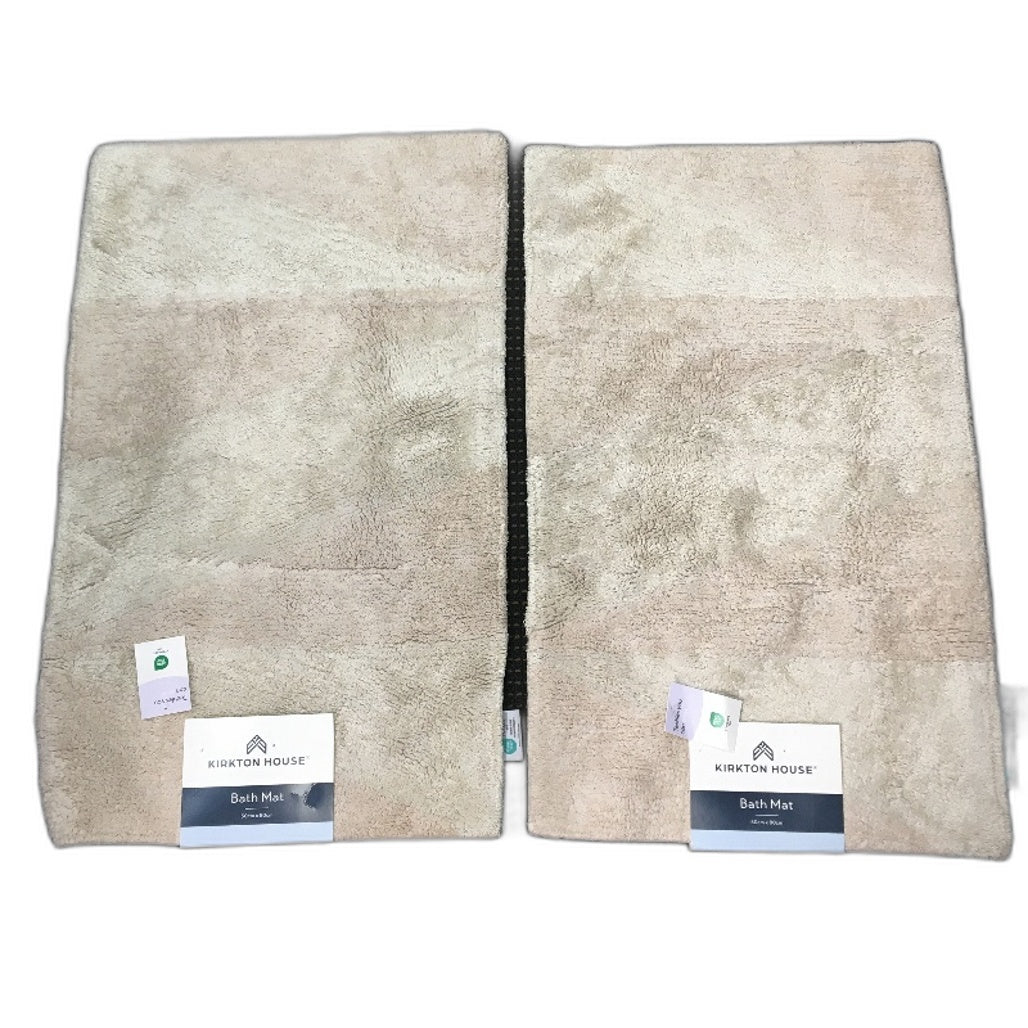Kirkton House 2 Piece Deco Geometry Oatmilk Beige 50x80cm Bath Mats NEW