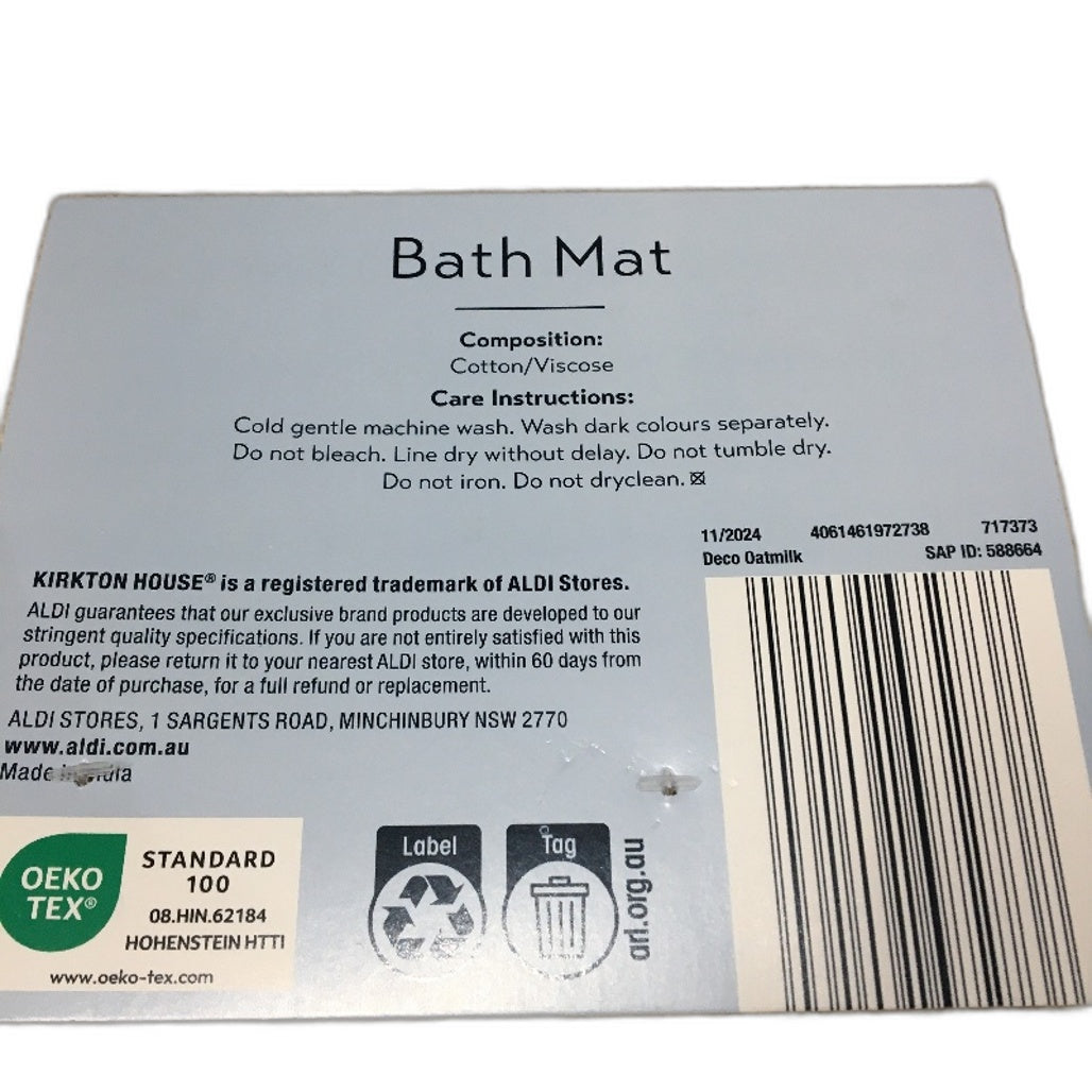 Kirkton House 2 Piece Deco Geometry Oatmilk Beige 50x80cm Bath Mats NEW