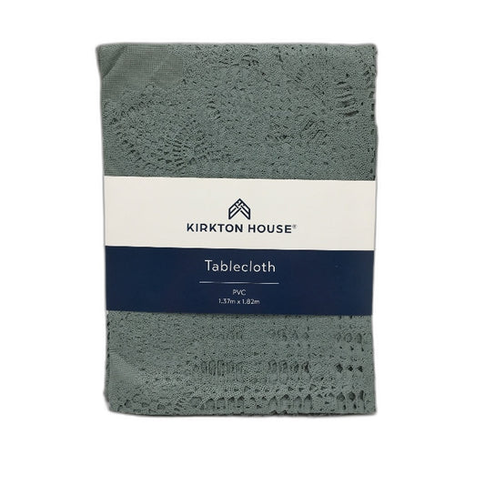 Kirkton House Silver Blue Lacework PVC Tablecloth 137 x 182cm NEW