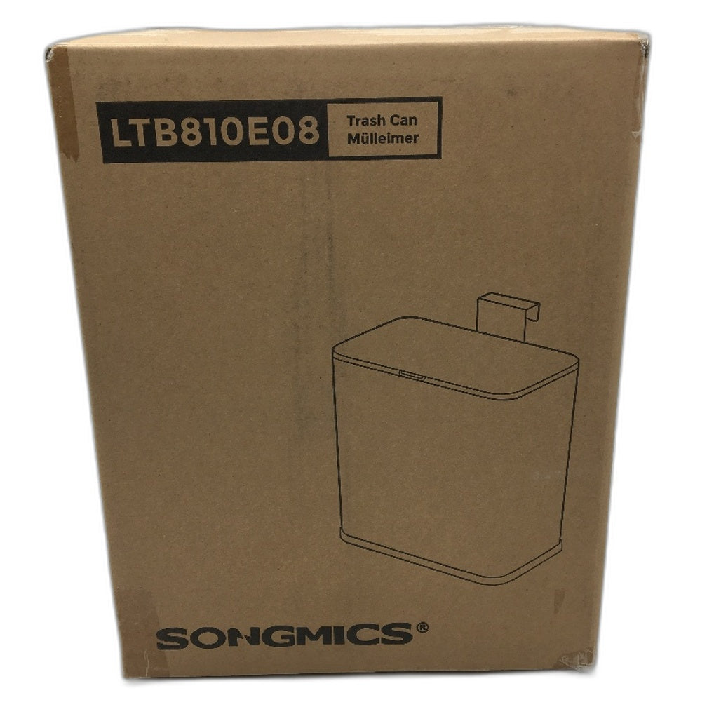 SONGMICS 8L Space Saving Hanging Steel Bin Trash Can in Silver LTB810E08 NEW