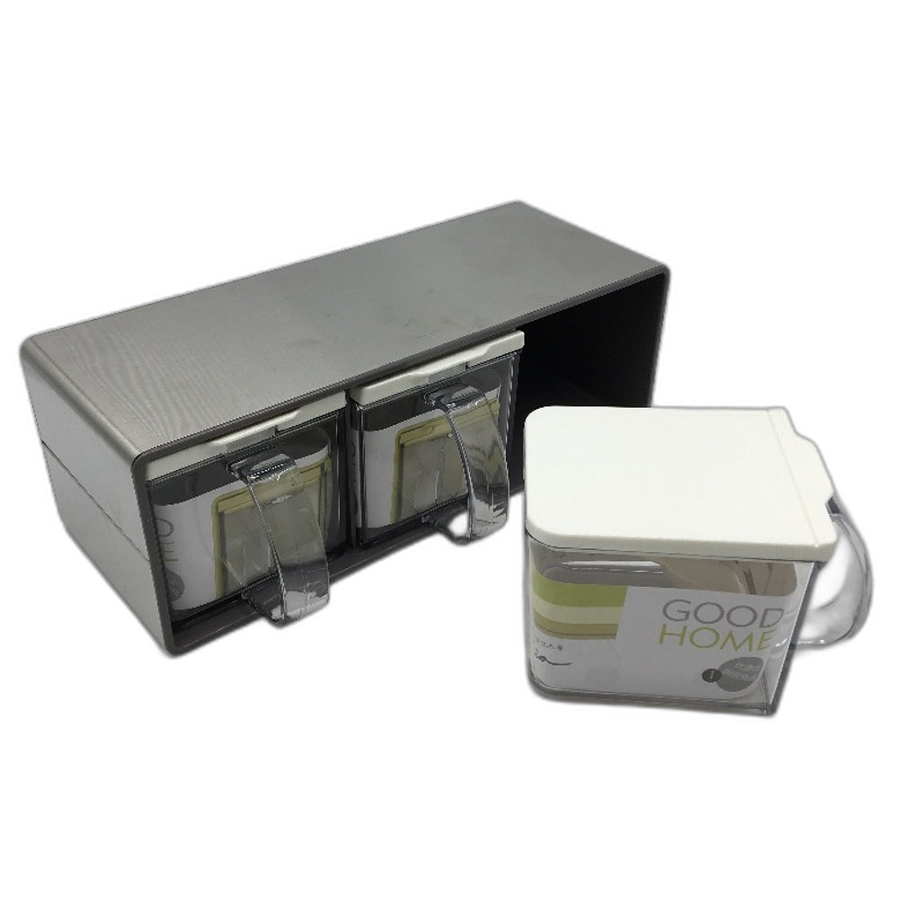 Jianxia Three Sets of Seasoning Boxes in Stainless Steel Silver Case NEW