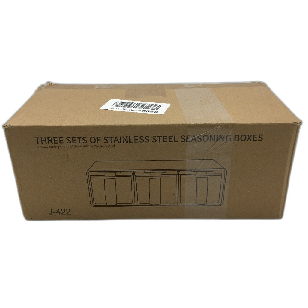 Jianxia Three Sets of Seasoning Boxes in Stainless Steel Silver Case NEW