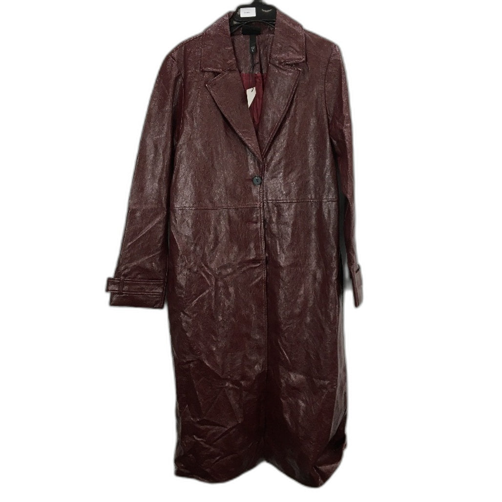 Alice In The Eve Plum  Aubrey Leather Look Longline Coat Ladies Size L NEW