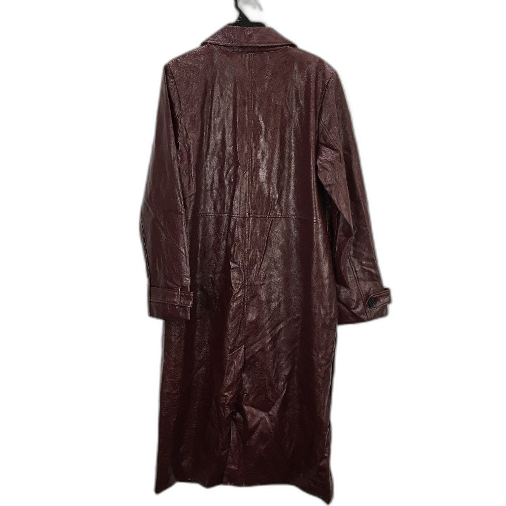 Alice In The Eve Plum  Aubrey Leather Look Longline Coat Ladies Size L NEW
