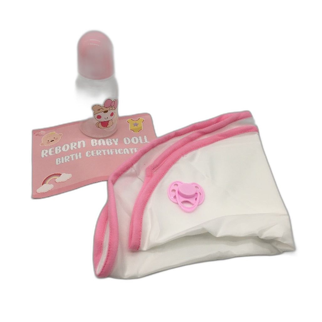 Reborn Baby Doll with Birth Certificate & Pink Accessories No. 0047 NEW