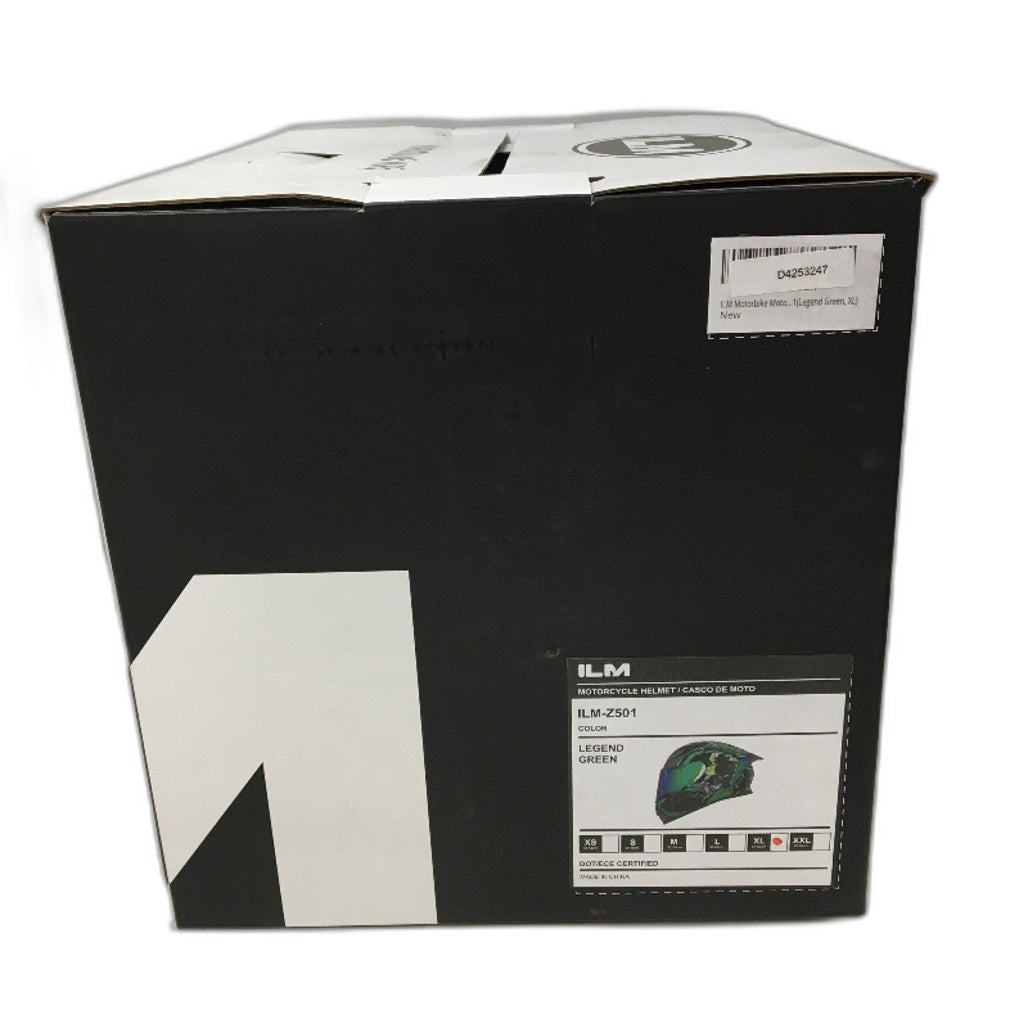 ILM Legend Green Dual Visor & Fins Motorcycle Helmet Adult Size XL 61-62cm NEW