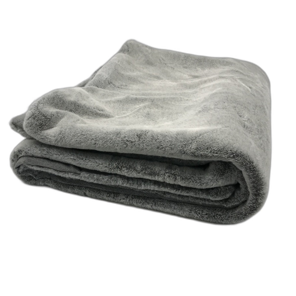 Kirkton House Grey Super Soft Fluffy Plush Small Reversible Throw Blanket