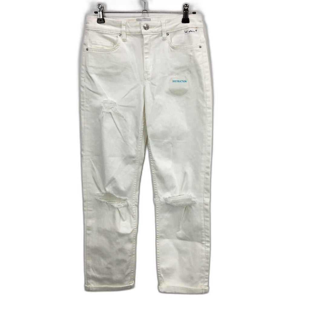 Riders by Lee White Slim Crop Ripped Cuffed Ankle Denim Jeans Ladies Size 9