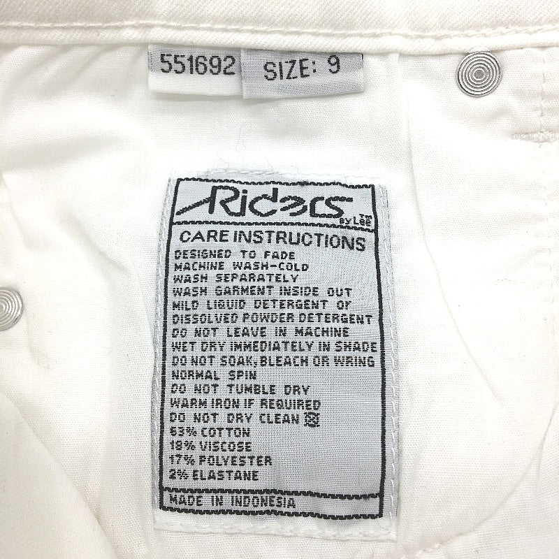 Riders by Lee White Slim Crop Ripped Cuffed Ankle Denim Jeans Ladies Size 9