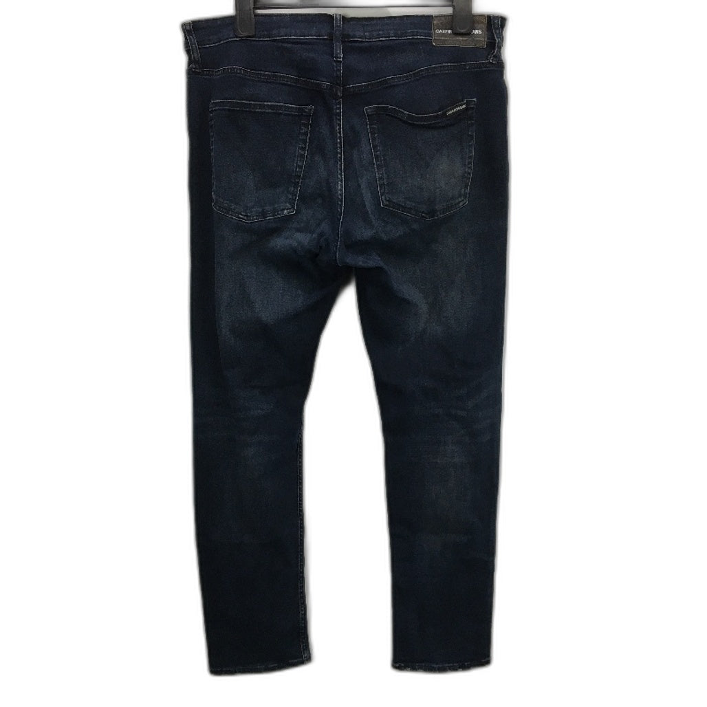 Calvin Klein Navy Blue Washed Slim Straight Leg Denim Jeans Mens Size W36 L32