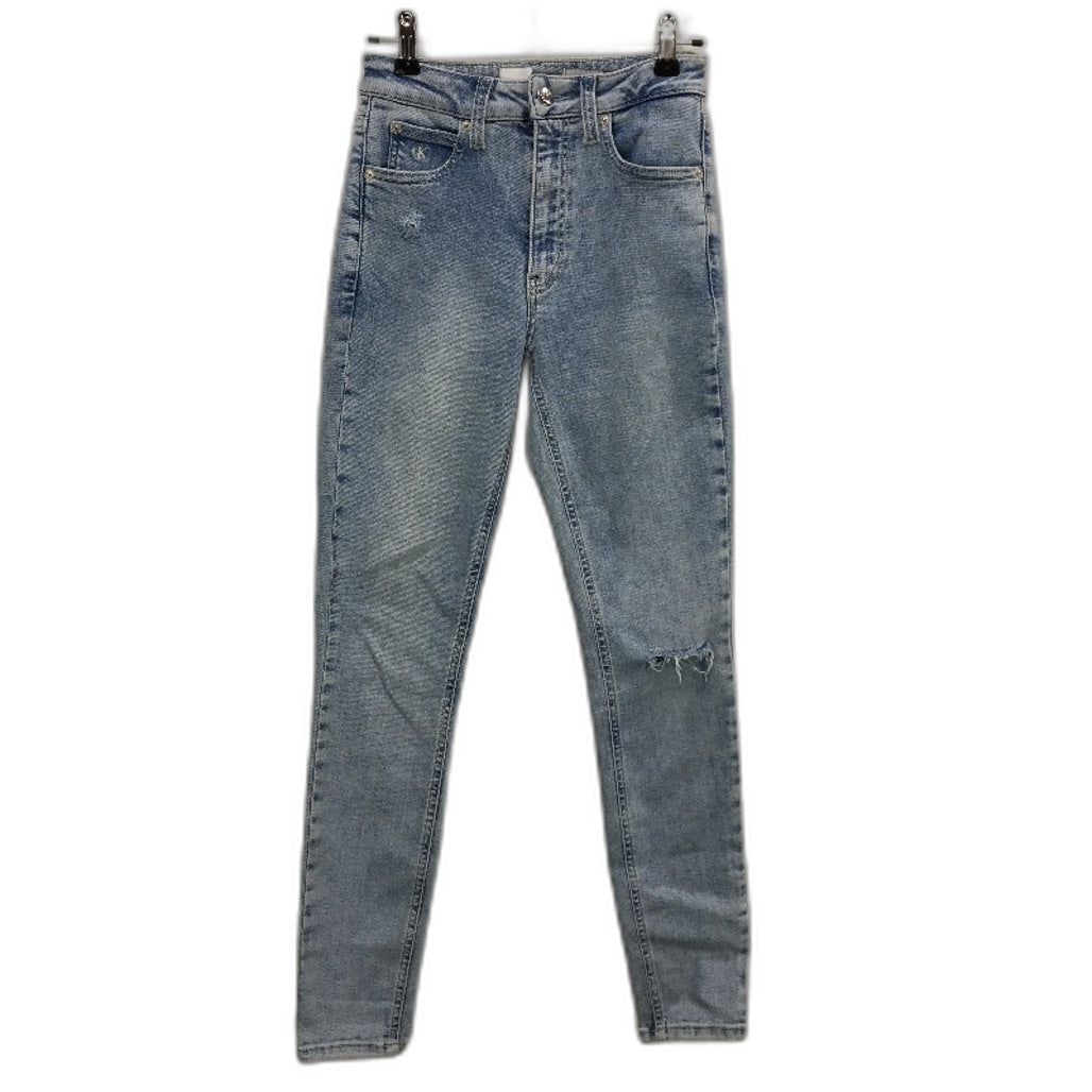 Calvin Klein Light Blue High Rise Ripped Skinny Denim Jeans Ladies Size W26 L30