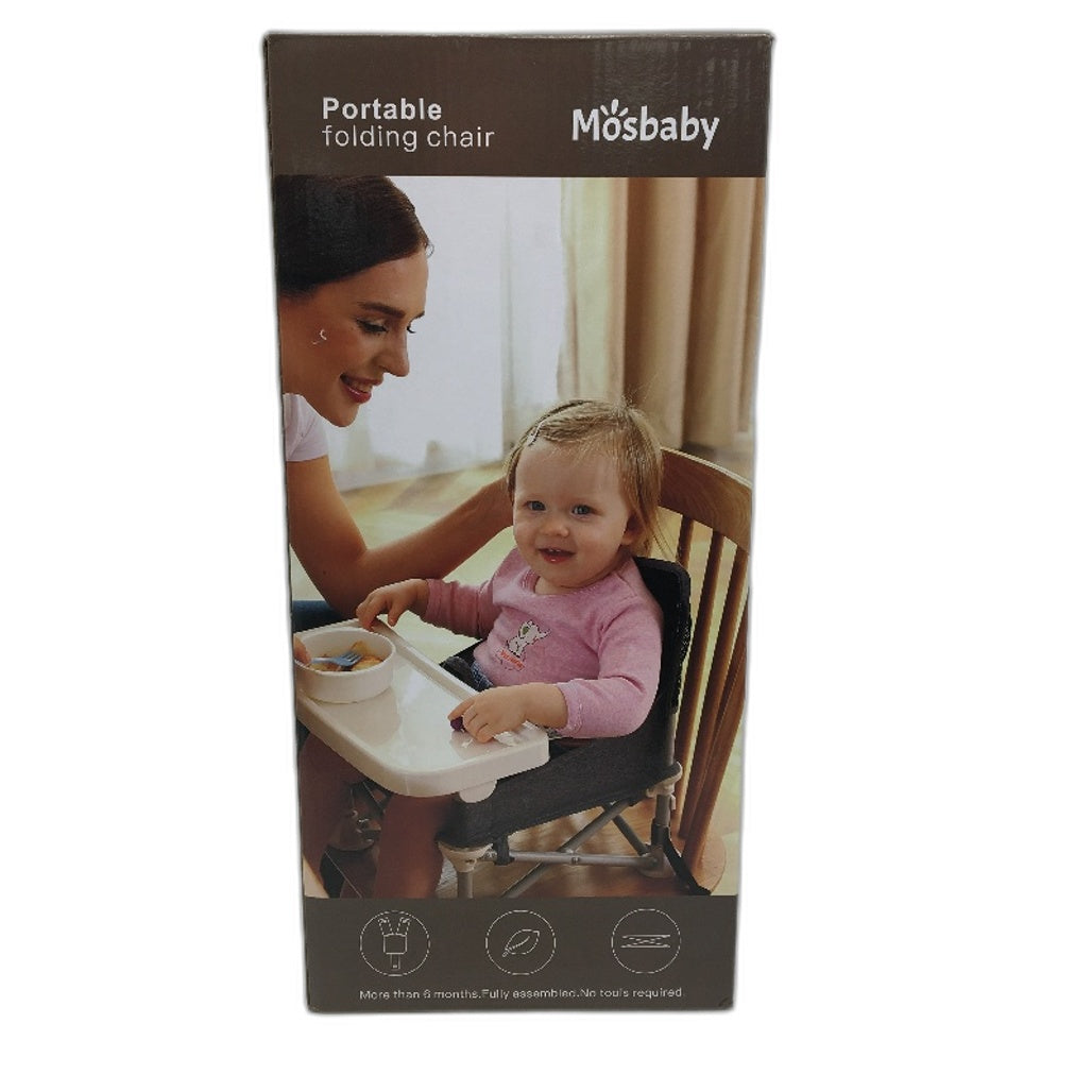 Mosbaby Portable Baby Folding Chair Booster Seat Highchair With Tray & Straps