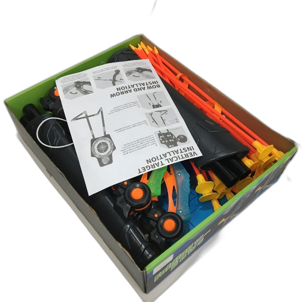 Foldable LED Lights Bow Suction Cup Arrow Darts Soft Shot Gun Shooting Toy Set