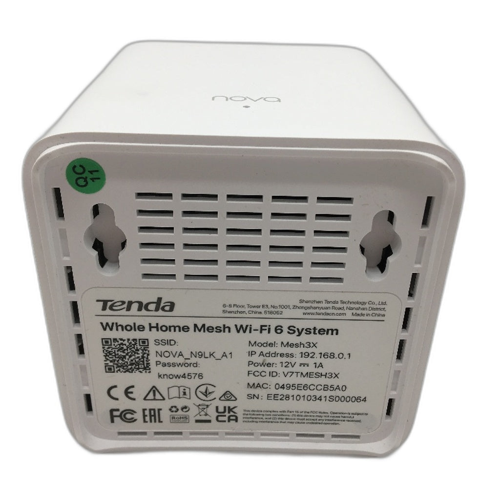 Tenda Nova 2.4GHz Whole Home Mesh WiFi 6 System Router EX3 Covers Up To 100Sqm