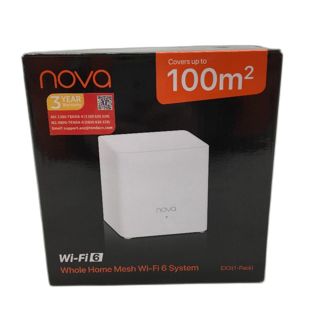 Tenda Nova 2.4GHz Whole Home Mesh WiFi 6 System Router EX3 Covers Up To 100Sqm