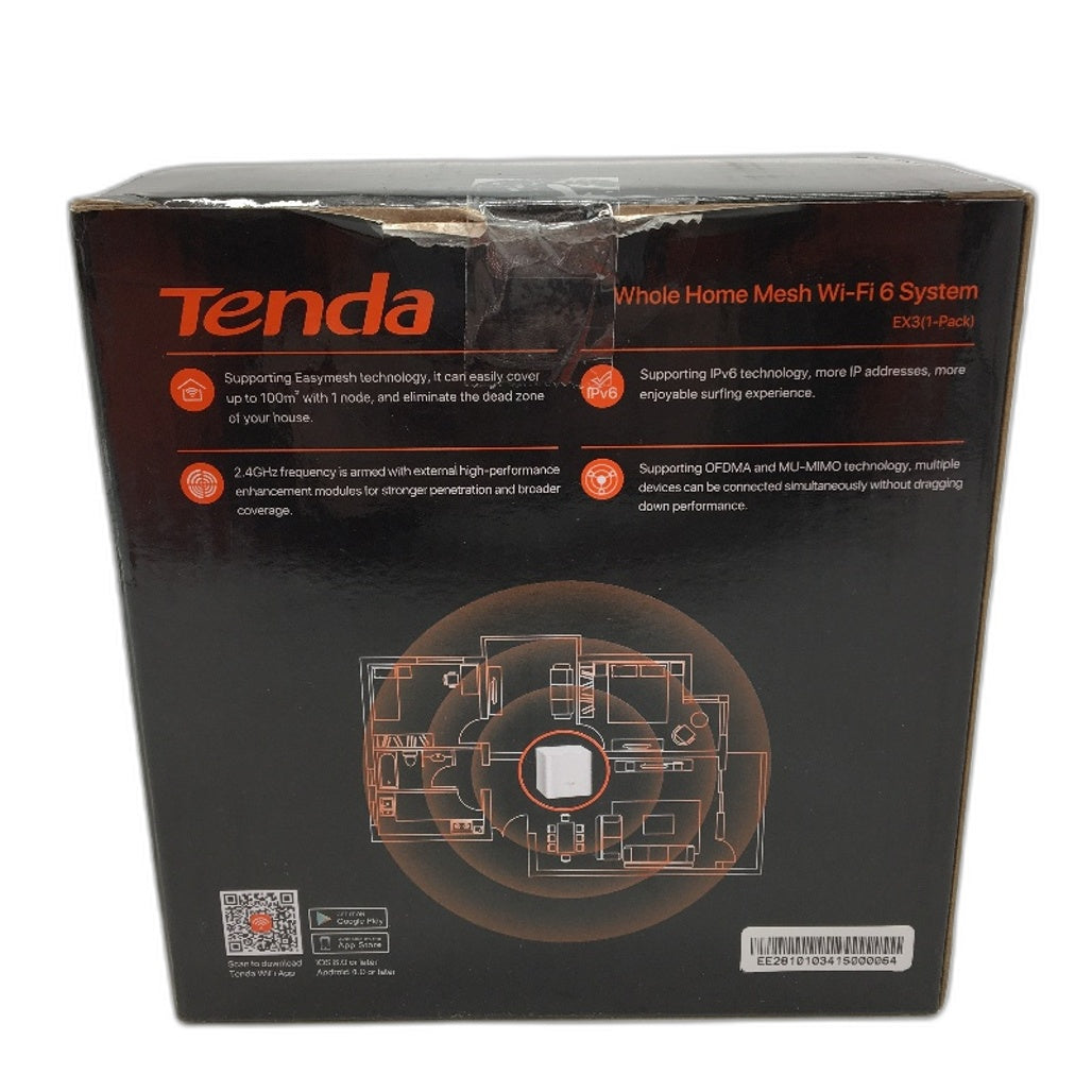Tenda Nova 2.4GHz Whole Home Mesh WiFi 6 System Router EX3 Covers Up To 100Sqm