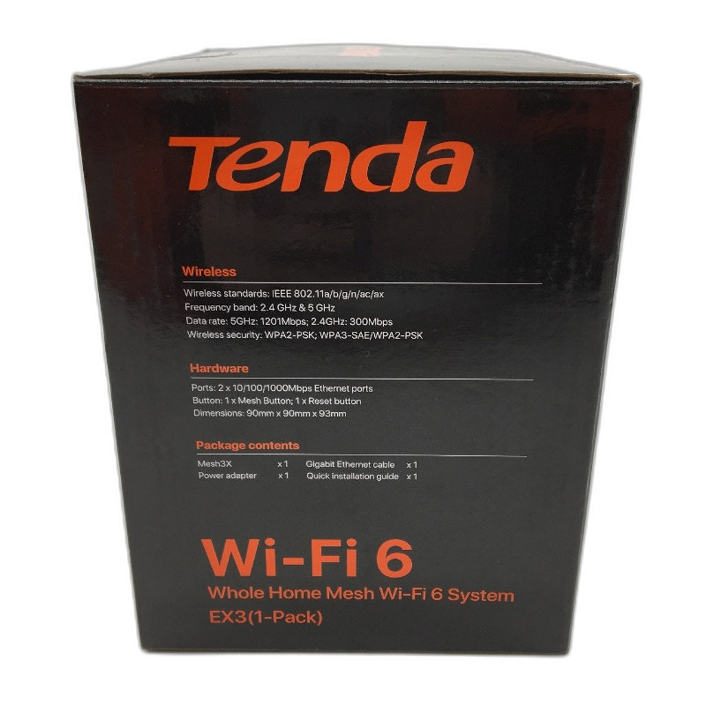 Tenda Nova 2.4GHz Whole Home Mesh WiFi 6 System Router EX3 Covers Up To 100Sqm