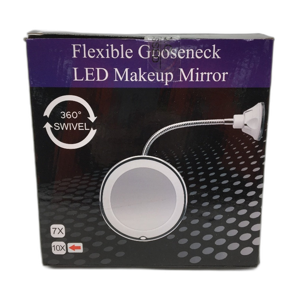 Flexible Gooseneck Cordless LED 10X Magnifying Makeup Mirror With Suction Cup