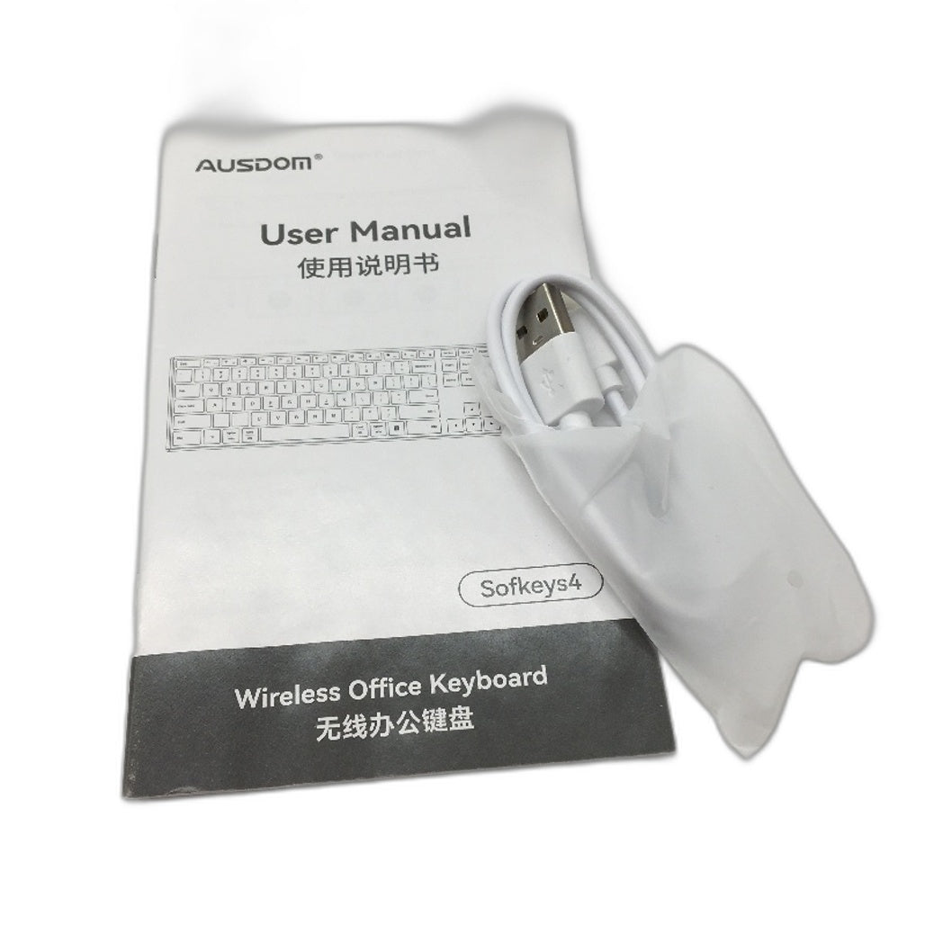 AUSDOM SOFKEYS4 Full Size USB Wireless Slim Quiet QWERTY Keyboard W Number Pad
