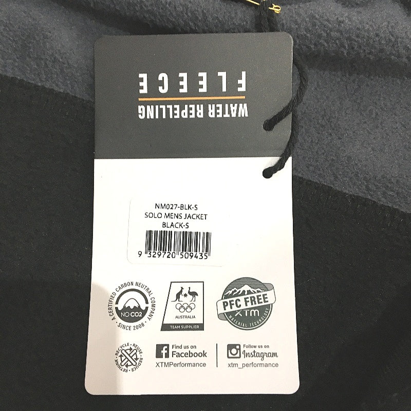 XTM Performance Solo Winter Black Water Repellent Fleece Jumper Mens Size S NEW