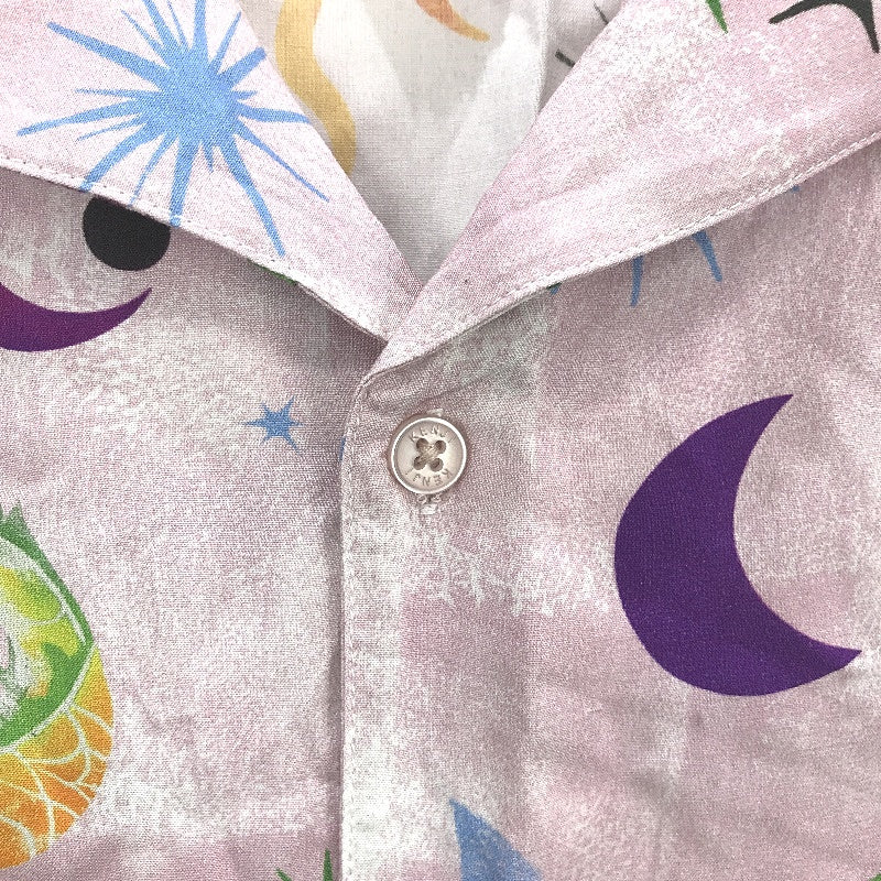 Kenji Pink Dragon Fantasy Design Button Regular Fit Summer Shirt Mens Sz M NEW