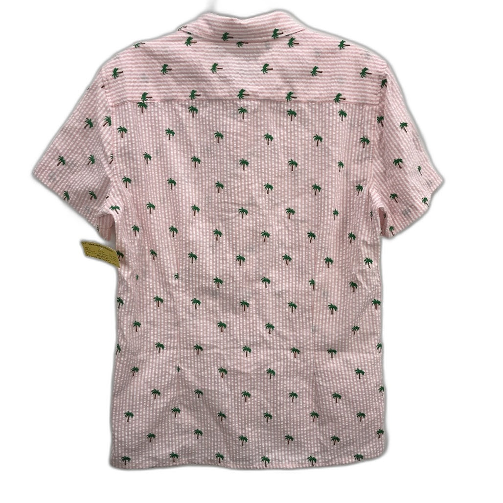 Kenji Pink Palm Tree Design Button Up Slim Fit Summer Shirt Mens Sz M NEW