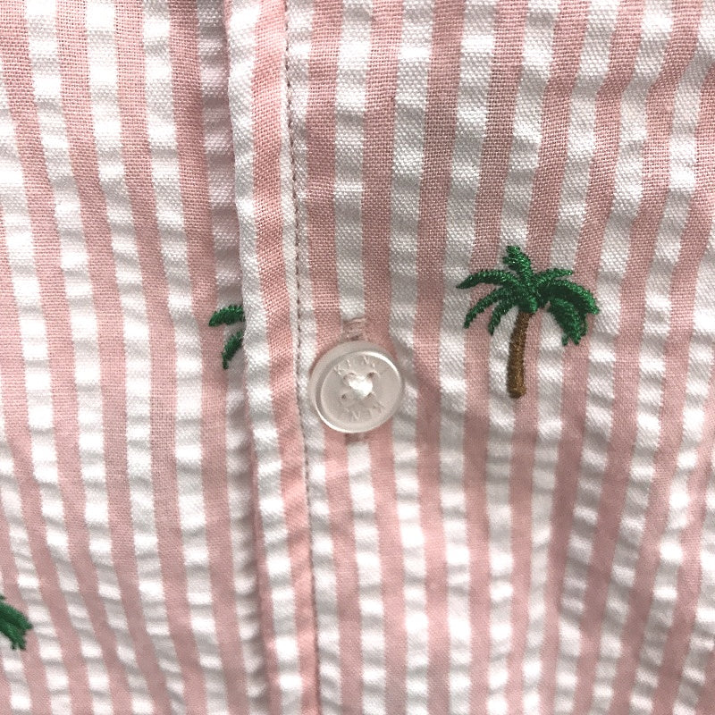 Kenji Pink Palm Tree Design Button Up Slim Fit Summer Shirt Mens Sz M NEW