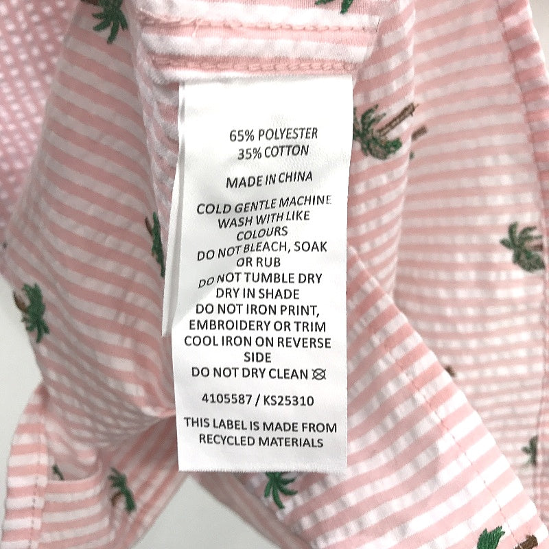 Kenji Pink Palm Tree Design Button Up Slim Fit Summer Shirt Mens Sz M NEW