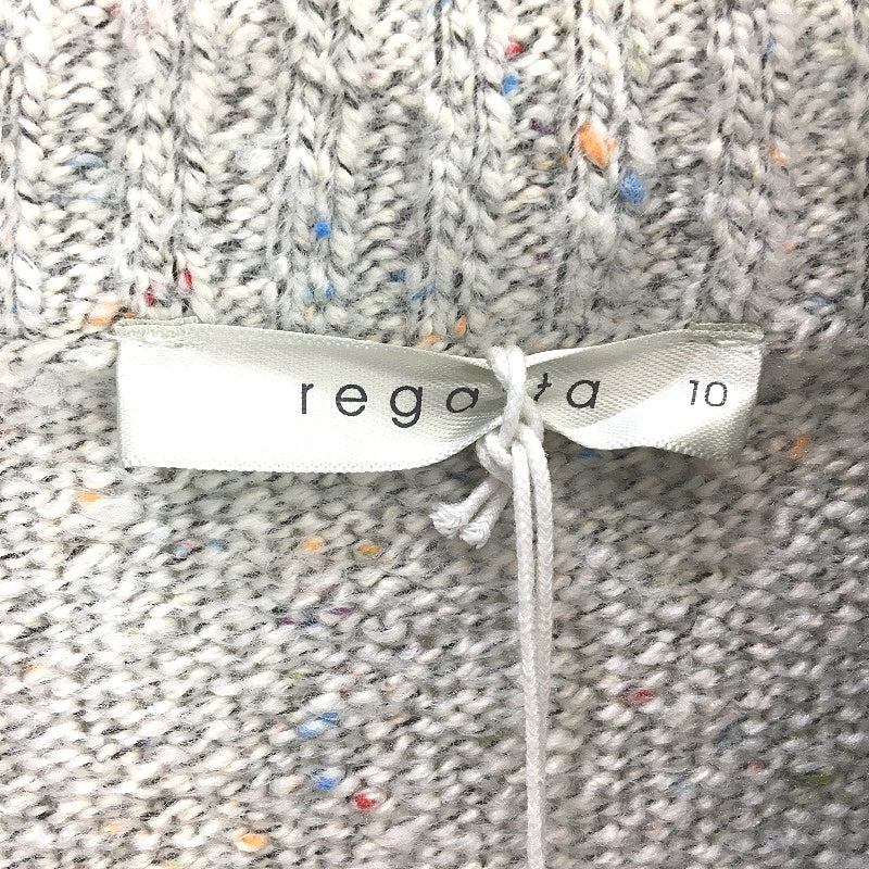 Regatta Silver Grey Fleck Ribbed Neck Small Gauge Knit Jumper Ladies Sz 10 NEW