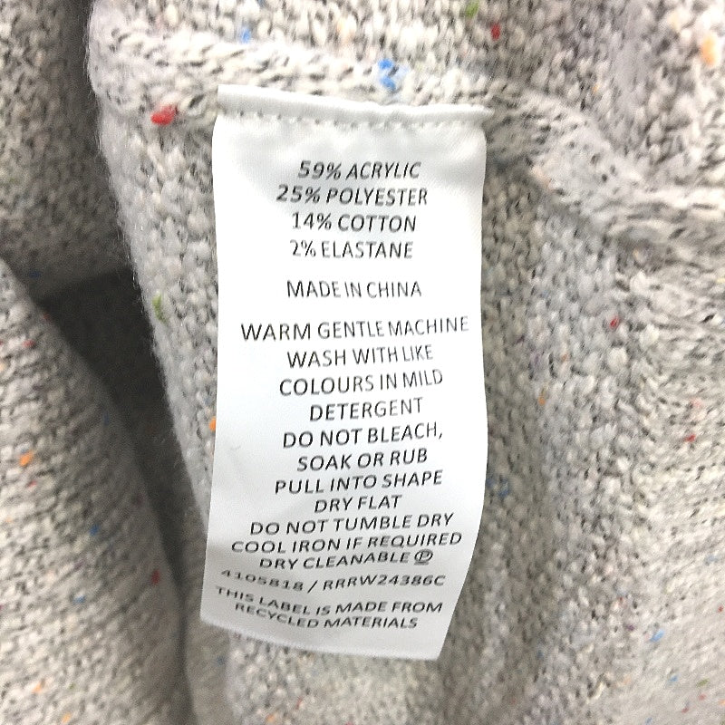 Regatta Silver Grey Fleck Ribbed Neck Small Gauge Knit Jumper Ladies Sz 10 NEW