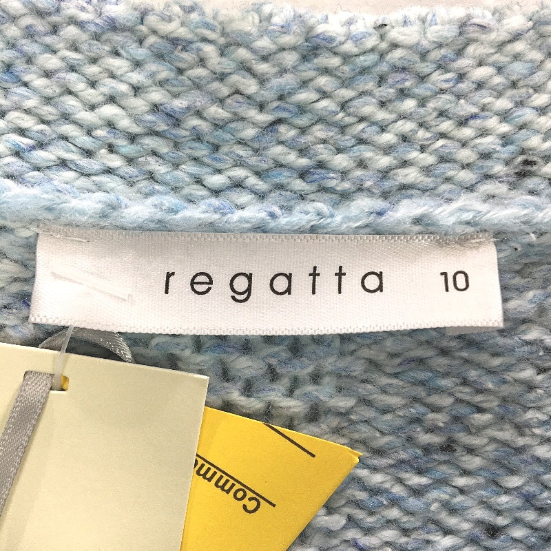 Regatta Light Blue Fleck Raglan Sleeve Pearl Knit Jumper Ladies Sz 10 NEW
