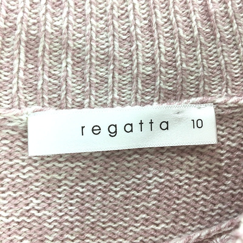 Regatta Pink Fleck Ribbed Neck Small Gauge Knit Jumper Ladies Sz 10 NEW