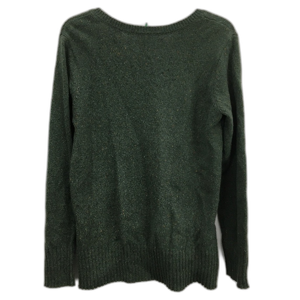 Regatta Khaki Green Fleck V Neck Knit Cotton Blend Jumper Ladies Sz 10 NEW