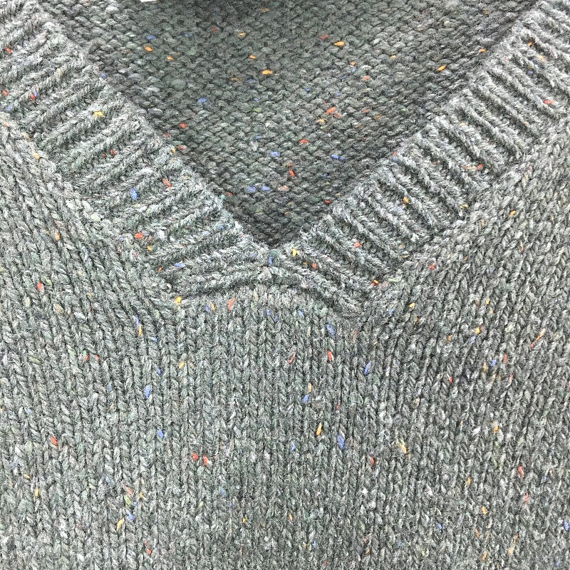 Regatta Khaki Green Fleck V Neck Knit Cotton Blend Jumper Ladies Sz 10 NEW