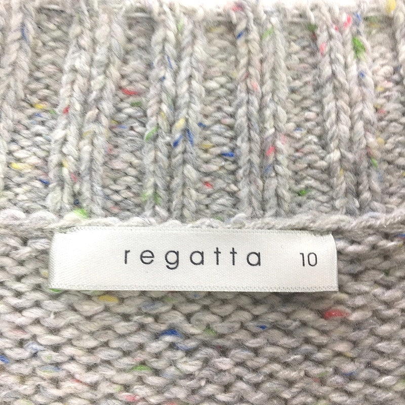 Regatta Grey Fleck Ribbed Neck Small Gauge Knit Jumper Ladies Sz 10 NEW