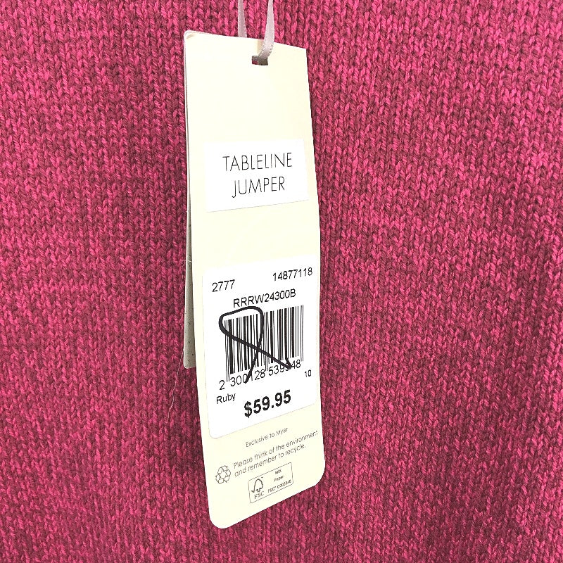 Regatta Ruby Pink Small Gauge Ribbed Knit Tableline Jumper Ladies Sz 10 NEW