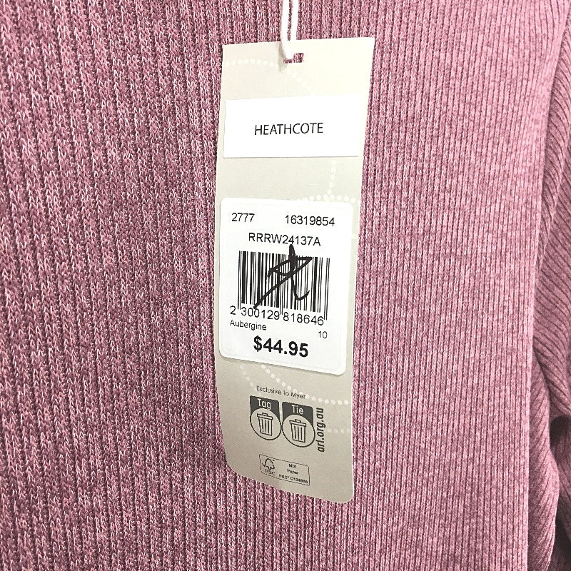 Regatta Aubergine Ribbed Slim Fit Long Sleeve Top Ladies Size 10 NEW