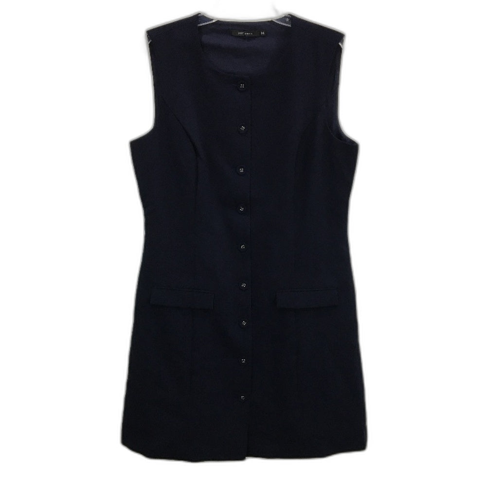 Portmans Navy Blue Button Up Fully Lined Sleeveless Dress Ladies Size 14 NEW
