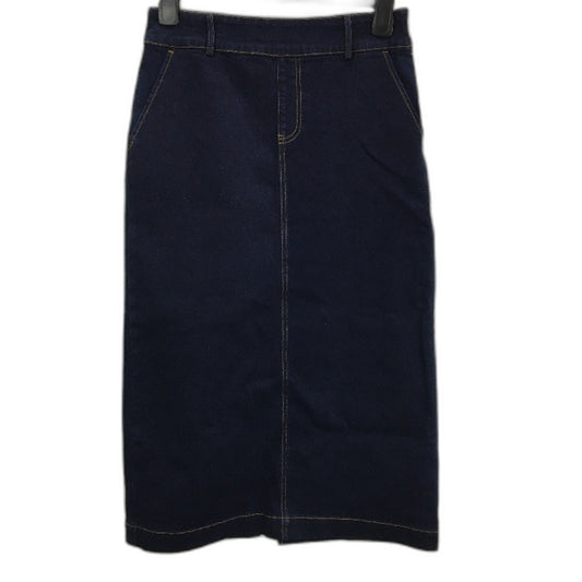 Myer Sample Dark Blue Long Denim Straight Rear Split Skirt Ladies Size 10 NEW