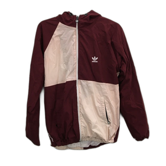 Adidas Burgandy & Pink Lightweight Windbreaker Hooded Jacket Unisex Size L