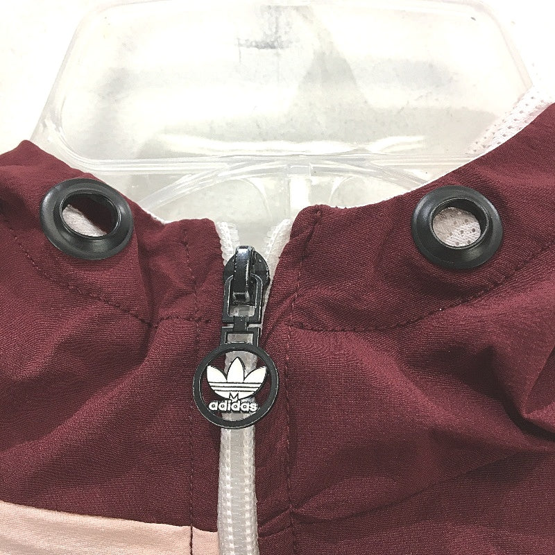 Adidas Burgandy & Pink Lightweight Windbreaker Hooded Jacket Unisex Size L