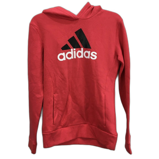 Adidas Hot Pink Cotton Blend Slim Fit Front Logo Hooded Jumper Ladies Size 14