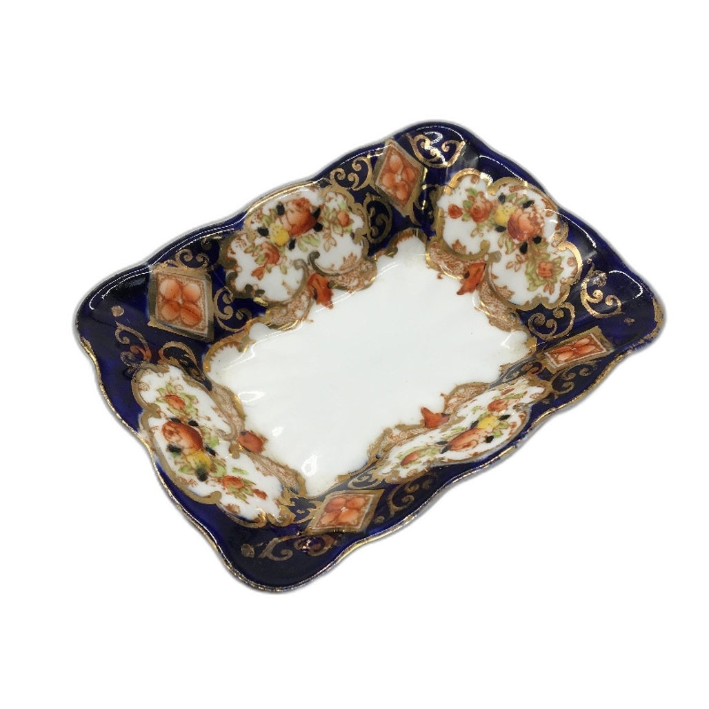 VINTAGE Royal Albert England Crown China Navy & Gold Decorative Plate 12cm