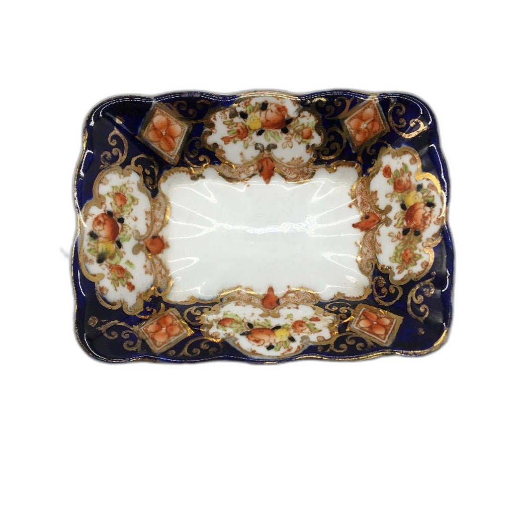 VINTAGE Royal Albert England Crown China Navy & Gold Decorative Plate 12cm
